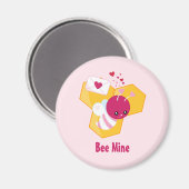 Biene Mine Niedliche Biene mit rosafarbenen Herzkl Magnet (Vorderseite/Rückseite)