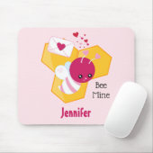 Biene Mine Niedliche Biene mit rosafarbenen Herzkl Mousepad (Mit Mouse)