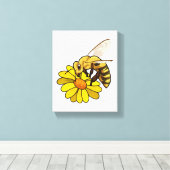 Biene mit Blossom Leinwanddruck (Insitu (Holzboden))