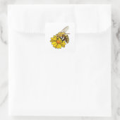 Biene mit Blossom Quadratischer Aufkleber (Tasche)