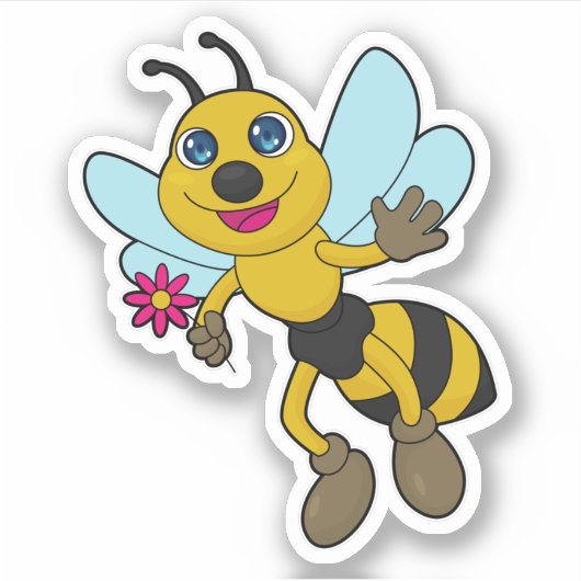Biene mit Blume Aufkleber (Vorderseite)