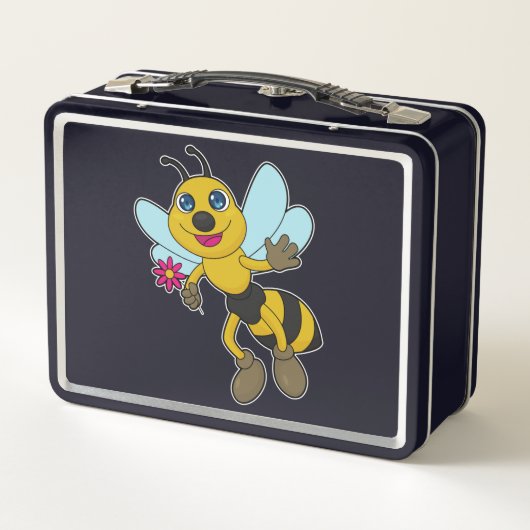 Biene mit Blume Metall Brotdose (Rückseite)