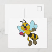 Biene mit Blume Postkarte (Vorne/Hinten)