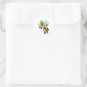 Biene mit Blume Runder Aufkleber (Tasche)