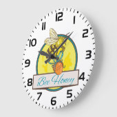 Biene mit Honey Jar Vintage Bienenzüchter Große Wanduhr (Winkel)