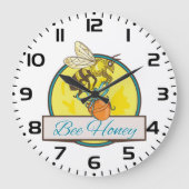Biene mit Honey Jar Vintage Bienenzüchter Große Wanduhr (Vorderseite)