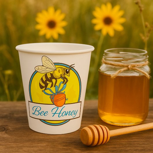 Biene mit Honey Jar Vintage Bienenzüchter Pappbecher