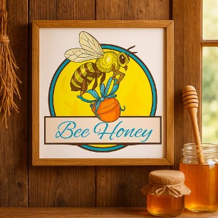 Biene mit Honey Jar Vintage Bienenzüchter Poster