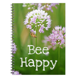 Biene mit Lila Allium Garden Blume Motivierend Notizblock