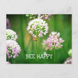 Biene mit Lila Allium Garden Blume Motivierend Postkarte