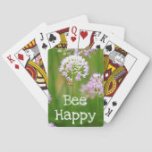 Biene mit Lila Allium Garden Blume Motivierend Spielkarten (Rückseite)