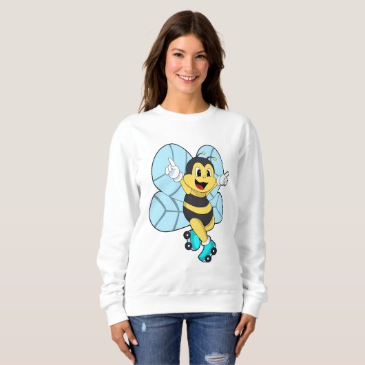 Biene mit Roller-Skaten Sweatshirt (Vorne ganz)