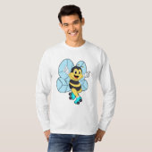 Biene mit Roller-Skaten T-Shirt (Vorne ganz)