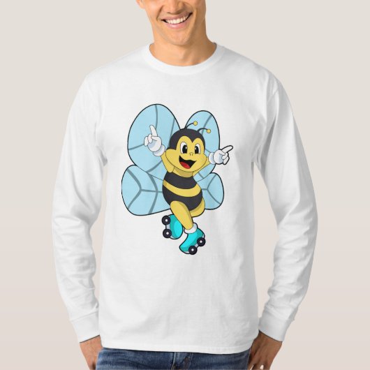 Biene mit Roller-Skaten T-Shirt (Vorderseite)