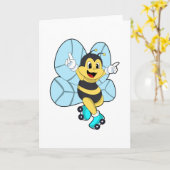 Biene mit Rollschuhen Karte (Gelbe Blume)