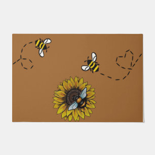 Biene mit Sonnenblumenmatte, glückliche Bienensto Fußmatte