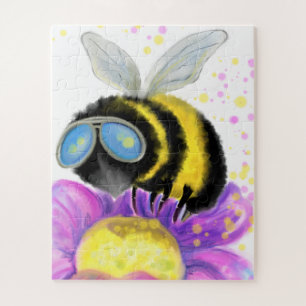 Biene mit Sonnenbrille und Blume Puzzle - Malerei