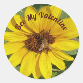 Biene My Valentine Foto der Biene auf Sonnenblume Runder Aufkleber