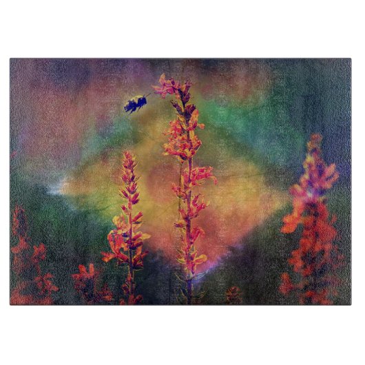 Biene N Wildblumen Diamantschneideplatine Schneidebrett (Vorderseite)