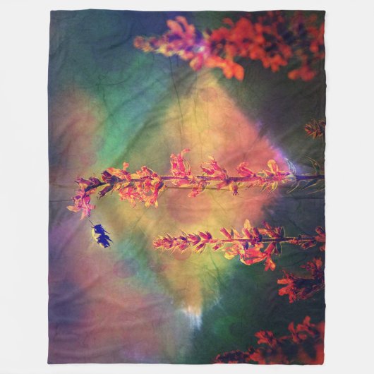 Biene N Wildblumen Earth Tones Fleecedecke (Vorderseite)