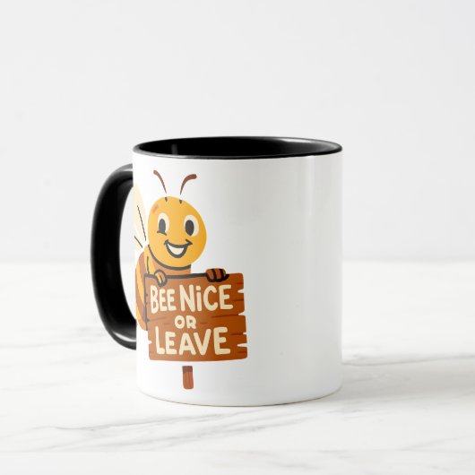 Biene Nice oder Verlass Funny Bee Sign Tasse (Vorderseite Links)