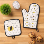 Biene, niedlich doodle ofenhandschuh & Topflappen-Set (Oben Unten)