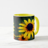Biene on Black Mit Augen Susan Blume Personalisier Tasse (VorderseiteRechts)