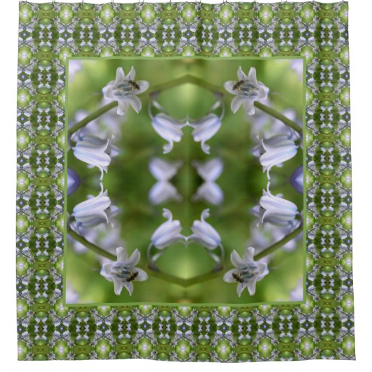 Biene on Bluebell Blume Abstrakt Duschvorhang (Vorderseite)