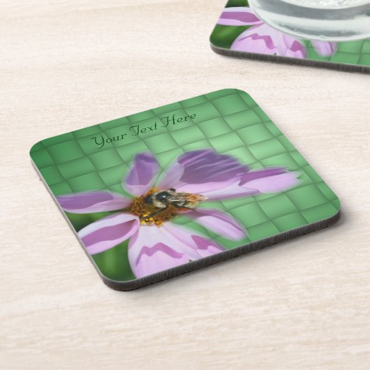 Biene on Cosmos Blume Art Nature Untersetzer Set (Linke Seite)