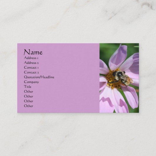 Biene on Cosmos Nature Fotografy Business Card Visitenkarte (Vorderseite)