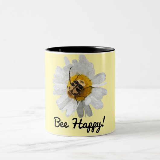 Biene on Daisy - Personalisiertes Geschenk Zweifarbige Tasse (Mittel)