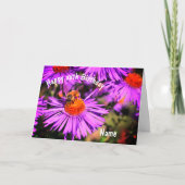 Biene On Lila Aster Blume Personalisiert Geburtsta Karte (Vorderseite)