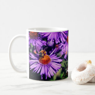 Biene On Lila Aster Blume Personalisiert Kaffeetasse