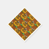 Biene on Sunflower Blume Muster Design Brown Serviette (Ecke)