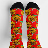 Biene on Sunflower Blume Muster Red Socken (Oben)