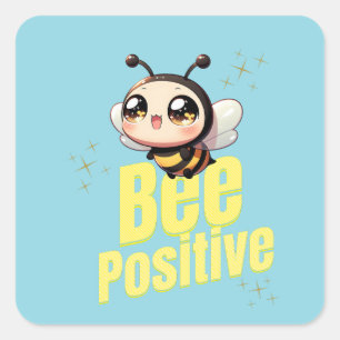 Biene positiv quadratischer aufkleber