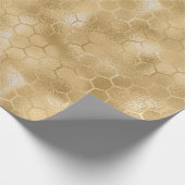 Biene Queen Honey Comb Metallic Glass Gold Geschenkpapier (Ecke)