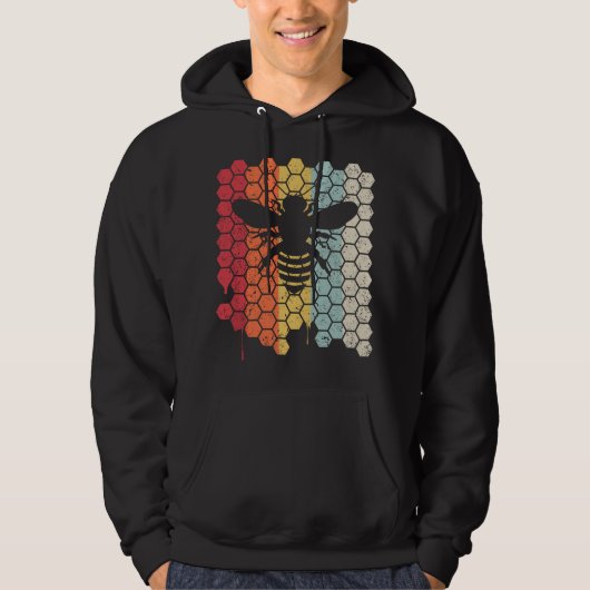 Biene . Retro-Stil Imker Hoodie (Vorderseite)