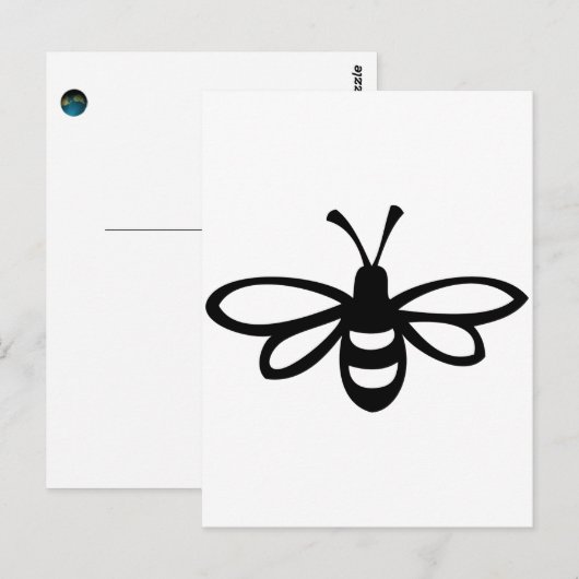 Biene [schwarz] postkarte (Vorne/Hinten)