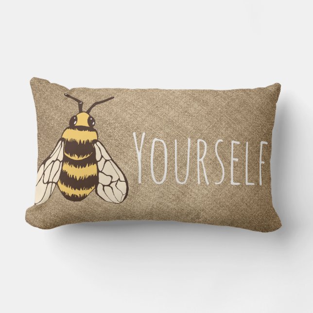 Biene Sie selbst Niedliche Hummel Bee Burlap Lendenkissen (Vorderseite)