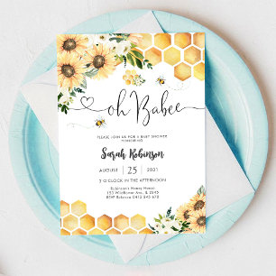 Biene Sonnenblume Baby Shower Einladung