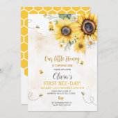 Biene Sonnenblume Einladung (Vorne/Hinten)