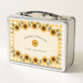 Biene & Sonnenblume Gelb Gingham Kinder Lunchbox (Rückseite)