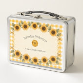 Biene & Sonnenblume Gelb Gingham Kinder Lunchbox (Vorderseite)