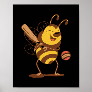 Biene spielt Cricket Poster