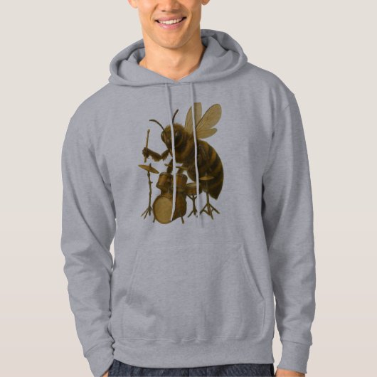 Biene spielt Trommler trommeln Hoodie T - Shirt (Vorderseite)