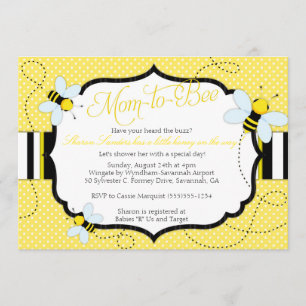 BIENE THEMED - Baby-Duschen-Einladung - Mama "zur Einladung