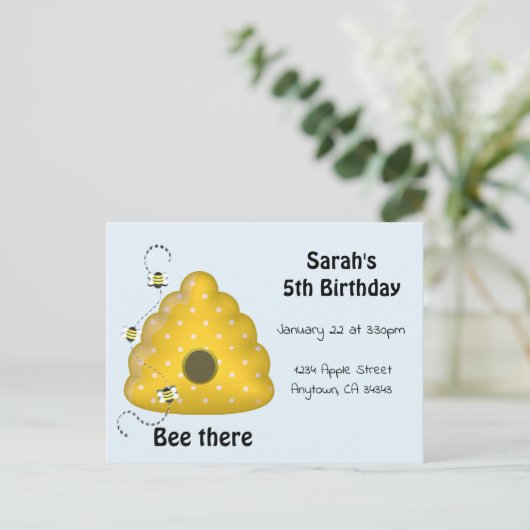 Biene There Party Einladung (Stehend Vorderseite)