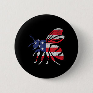 Biene Unabhängigkeitstag Patriotische USA-Flagge 4 Button