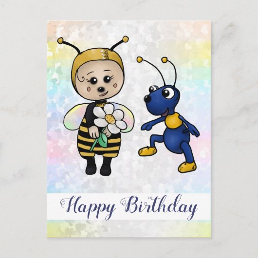 Biene und Ameise Postkarte (Vorderseite)